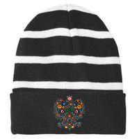 Poland Support Polish Eagle Polish Folk Art Poland Pride Striped Beanie with Solid Band