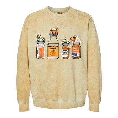 Pumpkin Spice Propofol Ativan Versed Haldol Nurse Halloween Colorblast Crewneck Sweatshirt