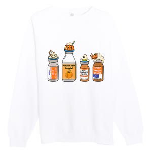 Pumpkin Spice Propofol Ativan Versed Haldol Nurse Halloween Premium Crewneck Sweatshirt