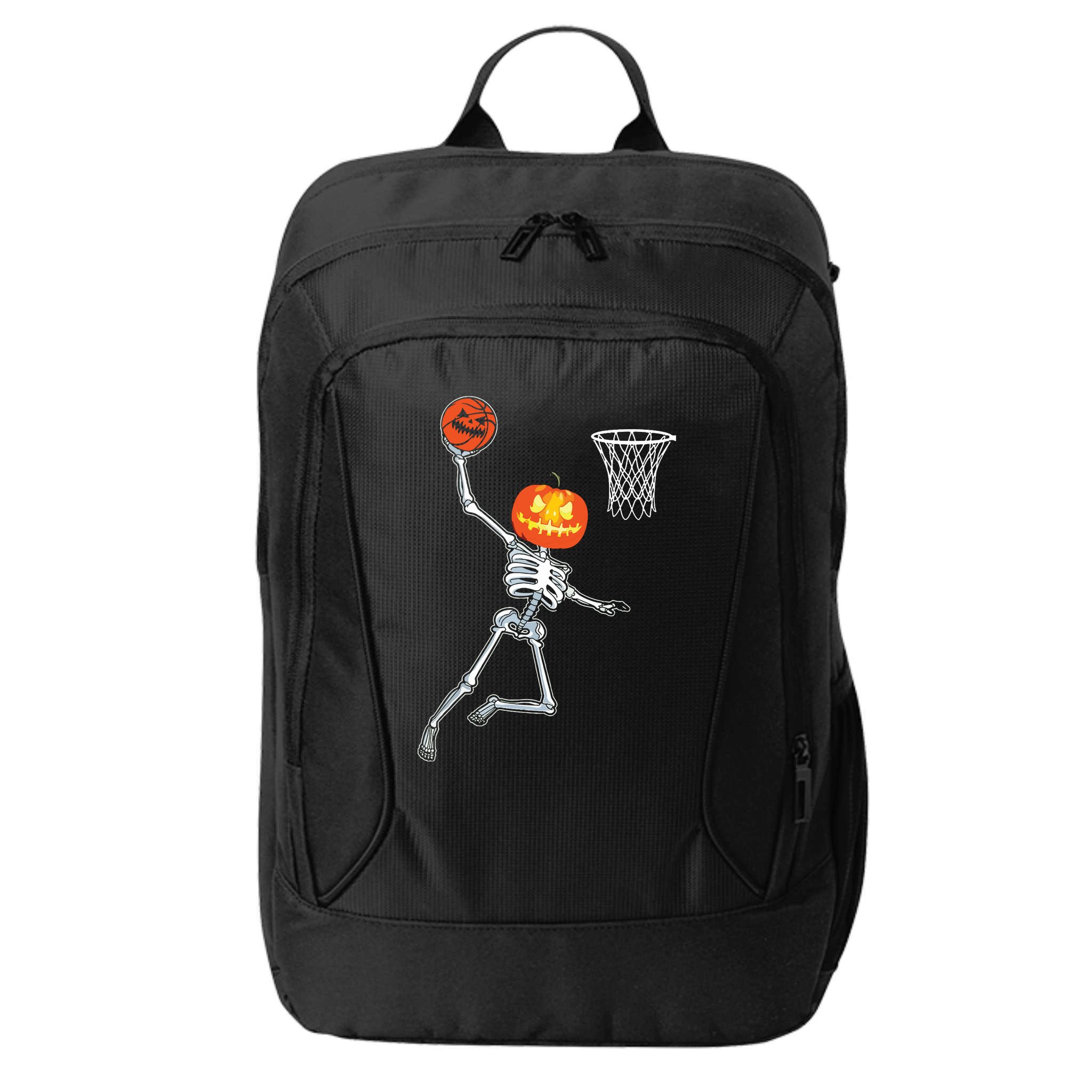 Pumpkin Skeleton Playing Basketball Halloween Costume Boy City Backpack