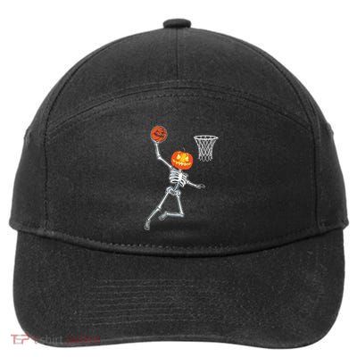 Pumpkin Skeleton Playing Basketball Halloween Costume Boy 7-Panel Snapback Hat