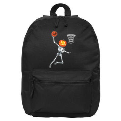Pumpkin Skeleton Playing Basketball Halloween Costume Boy 16 in Basic Backpack