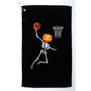 Pumpkin Skeleton Playing Basketball Halloween Costume Boy Platinum Collection Golf Towel