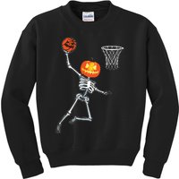 Pumpkin Skeleton Playing Basketball Halloween Costume Boy Kids Sweatshirt