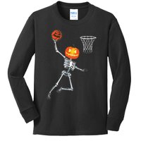 Pumpkin Skeleton Playing Basketball Halloween Costume Boy Kids Long Sleeve Shirt