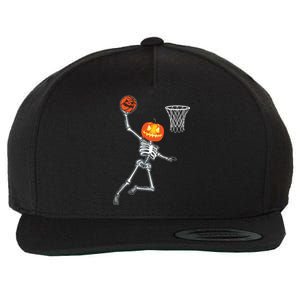 Pumpkin Skeleton Playing Basketball Halloween Costume Boy Wool Snapback Cap