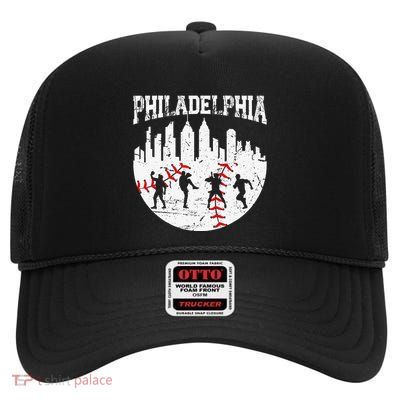 Philadelphia Skyline P.H.I.L.L.Y Cityscape Baseball Fans High Crown Mesh Back Trucker Hat