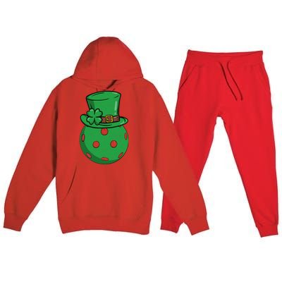 Pickleball St Patricks Day Lucky Pickleball Player Premium Premium Hooded Sweatsuit Set