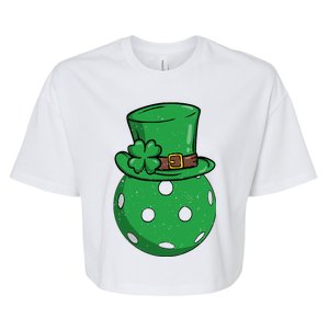 Pickleball St Patricks Day Lucky Pickleball Player Premium Bella+Canvas Jersey Crop Tee