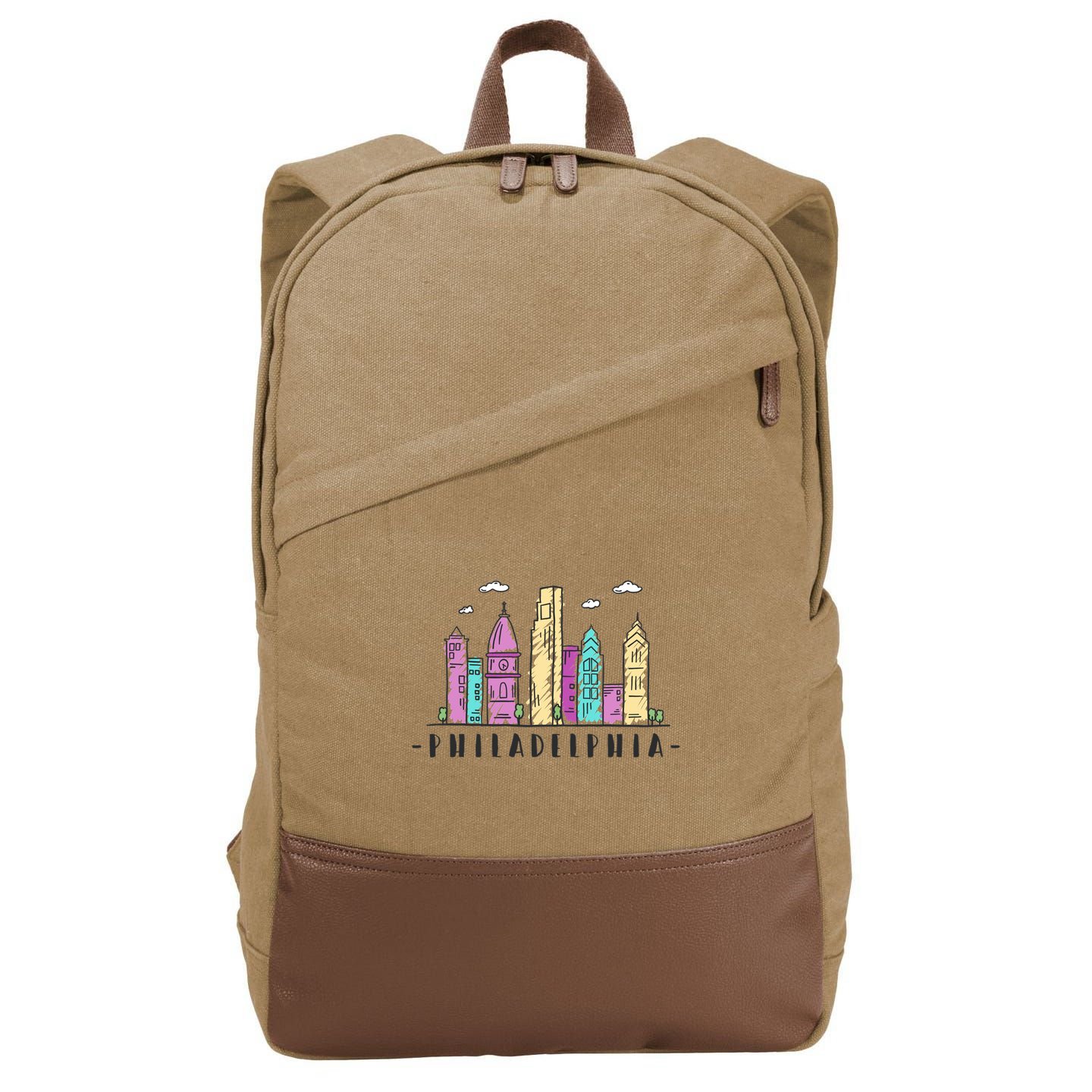 Philadelphia Skyline Pennsylvania Souvenir Gift Cotton Canvas Backpack