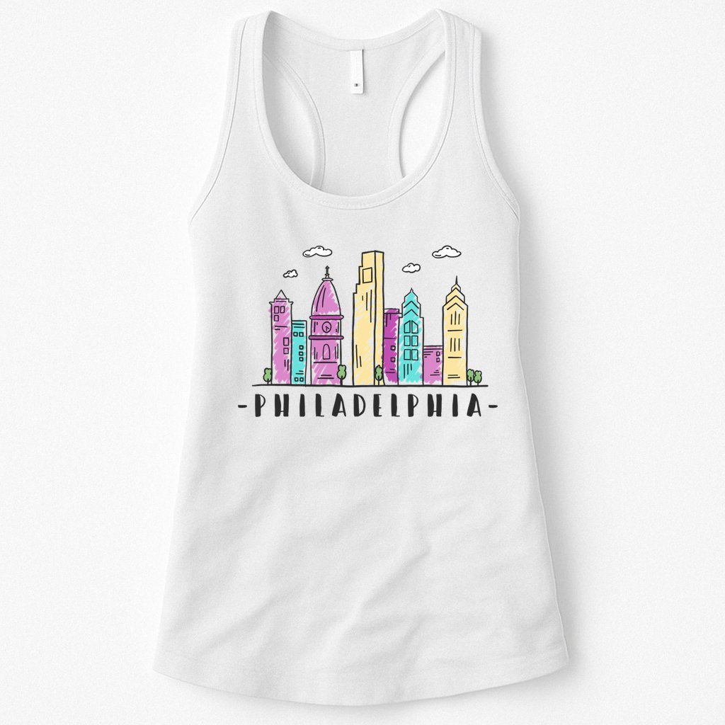 Philadelphia Skyline Pennsylvania Souvenir Gift Womens Tank Top