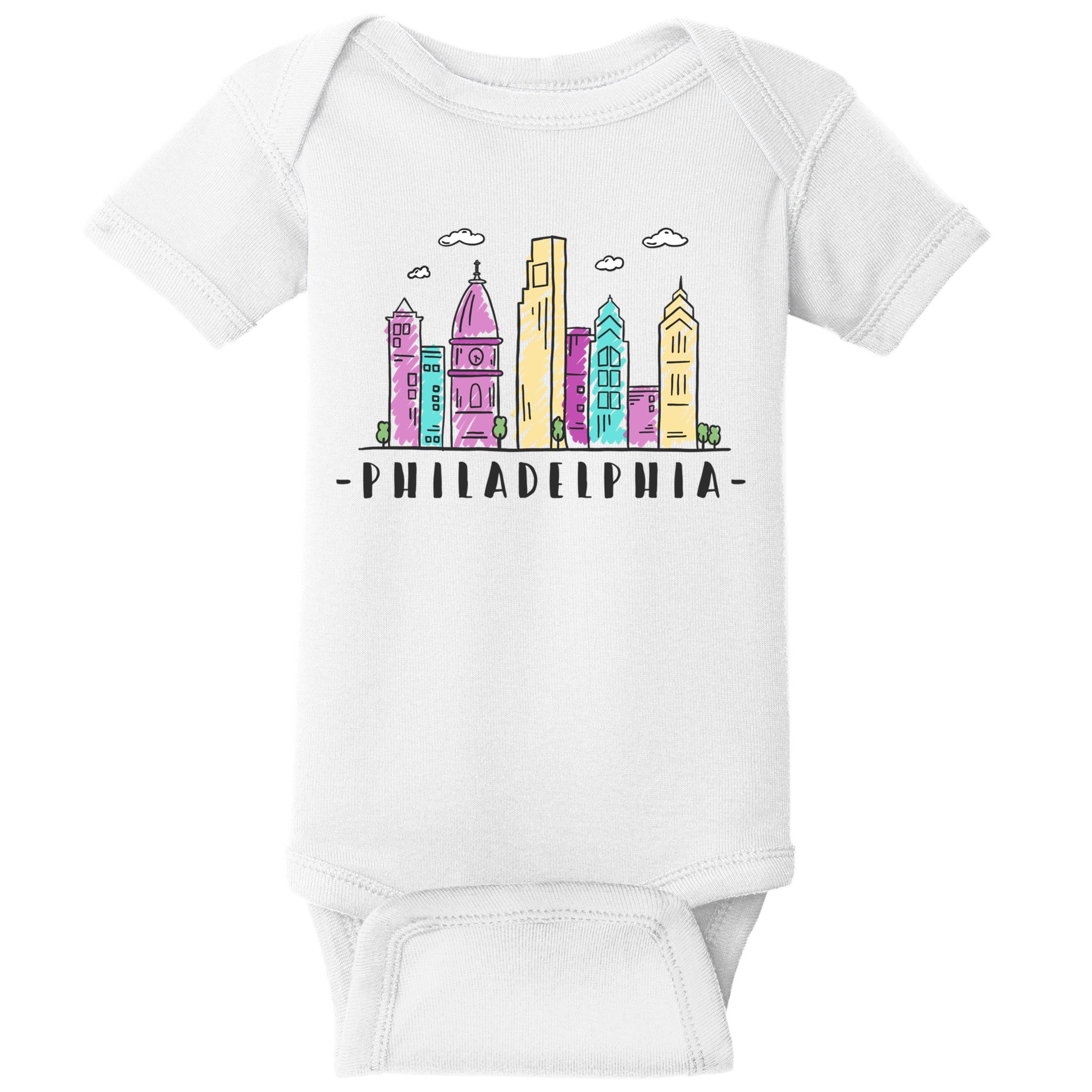 Philadelphia Skyline Pennsylvania Souvenir Gift Baby Bodysuit