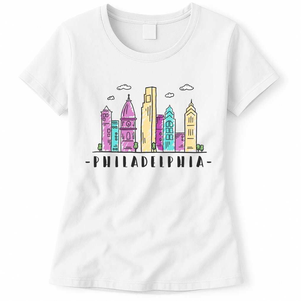 Philadelphia Skyline Pennsylvania Souvenir Gift Womens T-Shirt