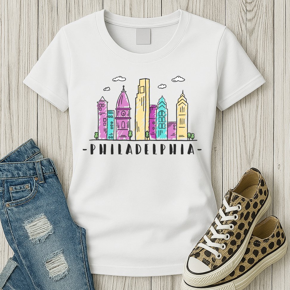 Philadelphia Skyline Pennsylvania Souvenir Gift Womens T-Shirt
