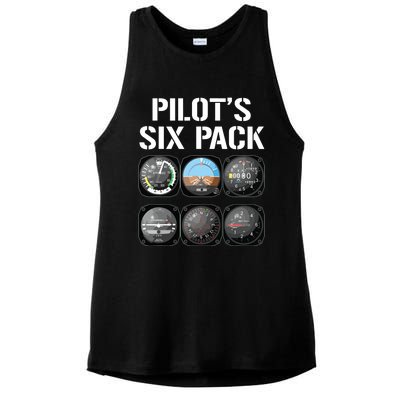 Pilots Six Pack Funny Pilot Aviation Flying Ladies PosiCharge Tri-Blend Wicking Tank