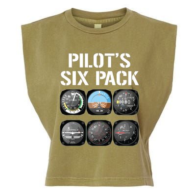 Pilots Six Pack Funny Pilot Aviation Flying Garment-Dyed Women's Muscle Tee