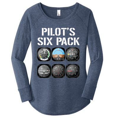 Pilots Six Pack Funny Pilot Aviation Flying Women's Perfect Tri Tunic Long Sleeve Shirt