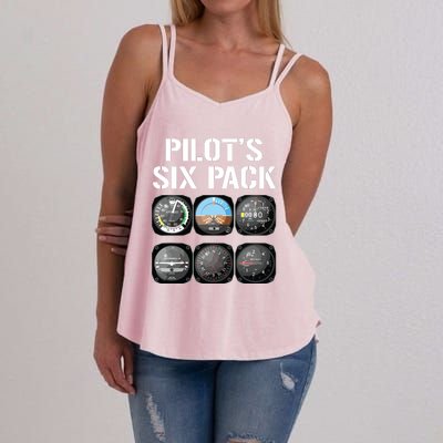 Pilots Six Pack Funny Pilot Aviation Flying Women's Strappy Tank