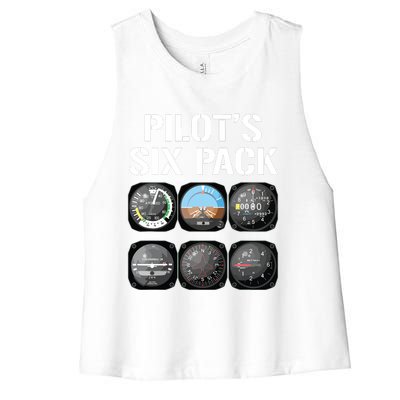 Pilots Six Pack Funny Pilot Aviation Flying Women's Racerback Cropped Tank