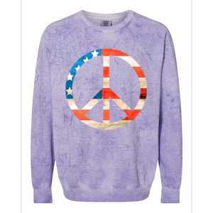 Peace Sign Peace Love America Give Peace A Chance Great Gift Colorblast Crewneck Sweatshirt