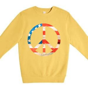 Peace Sign Peace Love America Give Peace A Chance Great Gift Premium Crewneck Sweatshirt