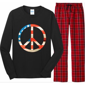 Peace Sign Peace Love America Give Peace A Chance Great Gift Long Sleeve Pajama Set