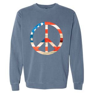 Peace Sign Peace Love America Give Peace A Chance Great Gift Garment-Dyed Sweatshirt