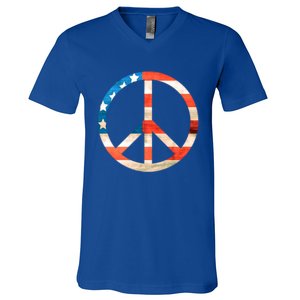 Peace Sign Peace Love America Give Peace A Chance Great Gift V-Neck T-Shirt