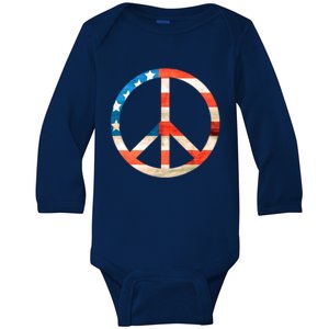 Peace Sign Peace Love America Give Peace A Chance Great Gift Baby Long Sleeve Bodysuit