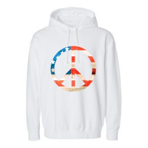 Peace Sign Peace Love America Give Peace A Chance Great Gift Garment-Dyed Fleece Hoodie