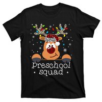 Preschool Squad Plaid Reindeer Santa Hat Teacher Christmas T-Shirt