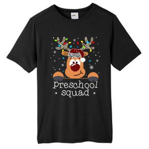 Preschool Squad Plaid Reindeer Santa Hat Teacher Christmas Tall Fusion ChromaSoft Performance T-Shirt