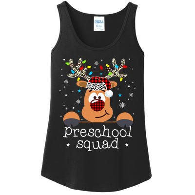 Preschool Squad Plaid Reindeer Santa Hat Teacher Christmas Ladies Essential Tank