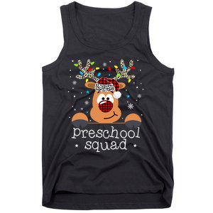 Preschool Squad Plaid Reindeer Santa Hat Teacher Christmas Tank Top