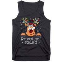 Preschool Squad Plaid Reindeer Santa Hat Teacher Christmas Tank Top