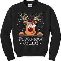 Preschool Squad Plaid Reindeer Santa Hat Teacher Christmas Kids Sweatshirt