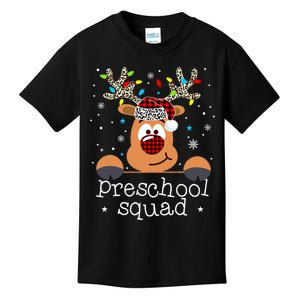 Preschool Squad Plaid Reindeer Santa Hat Teacher Christmas Kids T-Shirt