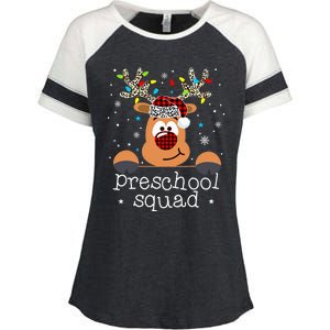 Preschool Squad Plaid Reindeer Santa Hat Teacher Christmas Enza Ladies Jersey Colorblock Tee