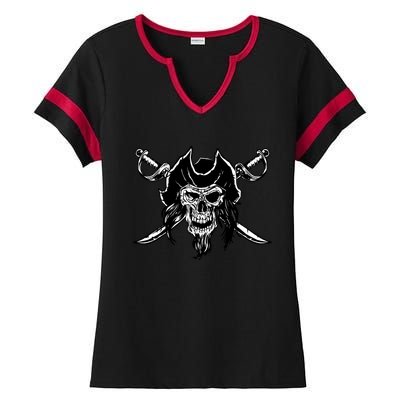 Pirate Skull Ladies Halftime Notch Neck Tee