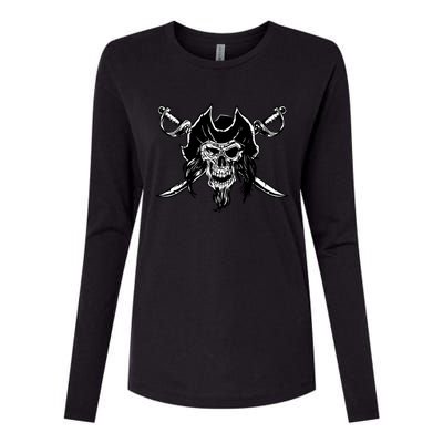 Pirate Skull Womens Cotton Relaxed Long Sleeve T-Shirt