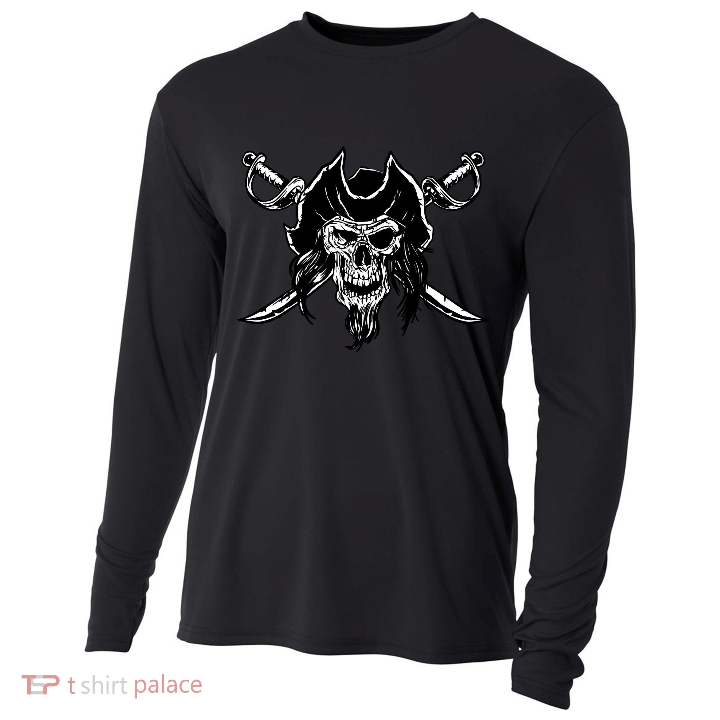 Pirate Skull Cooling Performance Long Sleeve Crew