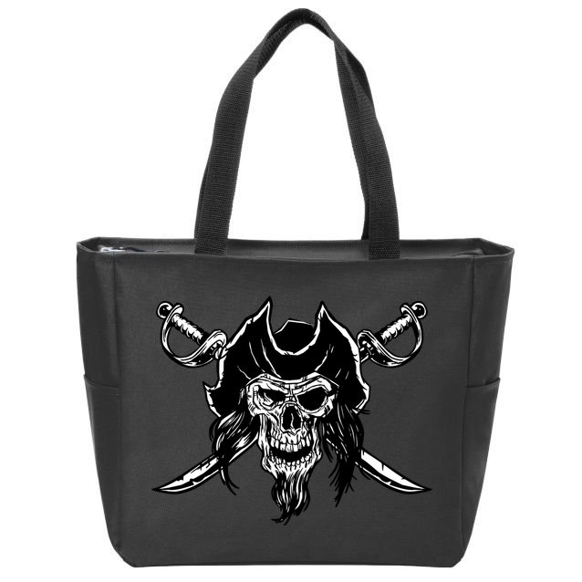Pirate Skull Zip Tote Bag