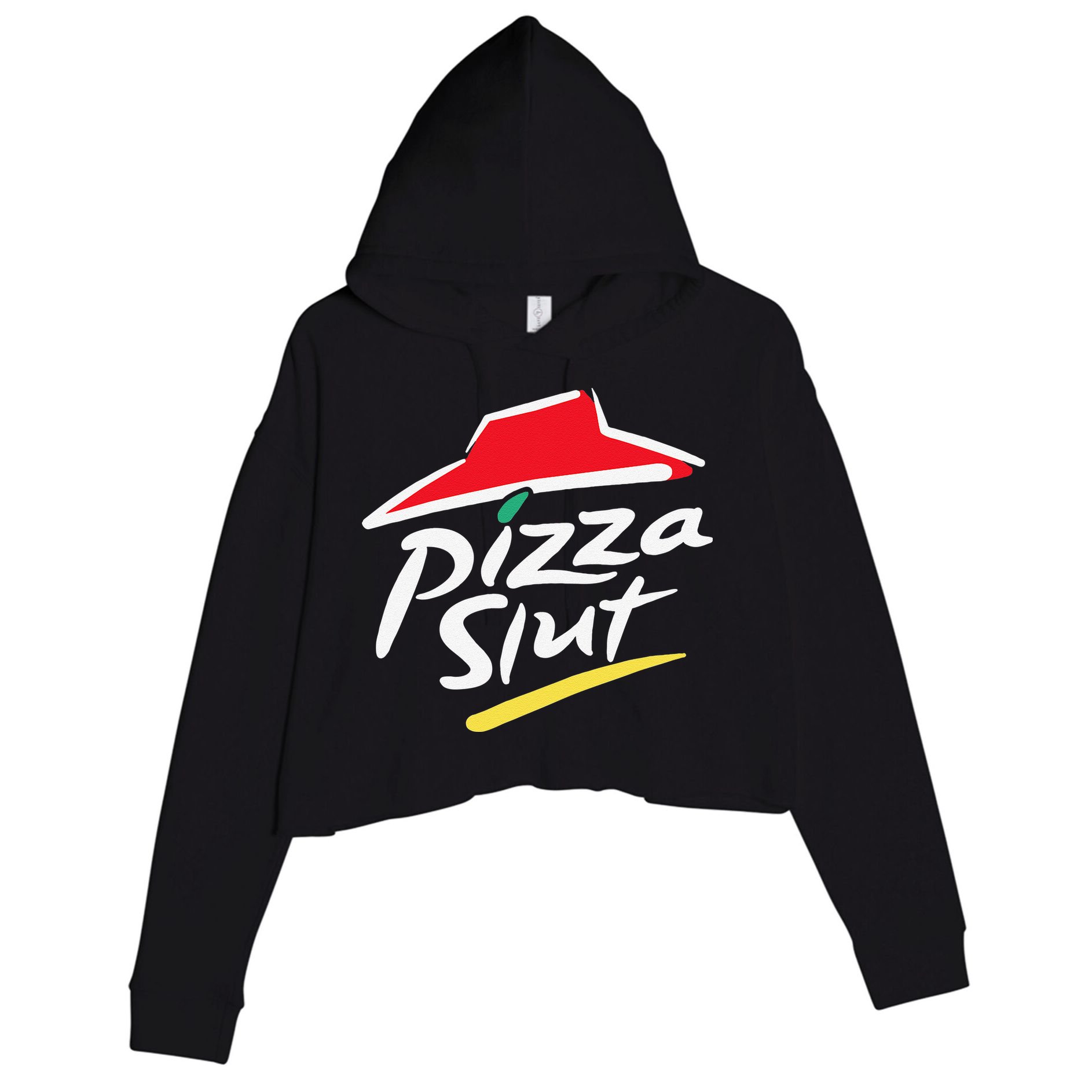 Pizza Slut Pepperoni Cheese Slice Crop Fleece Hoodie