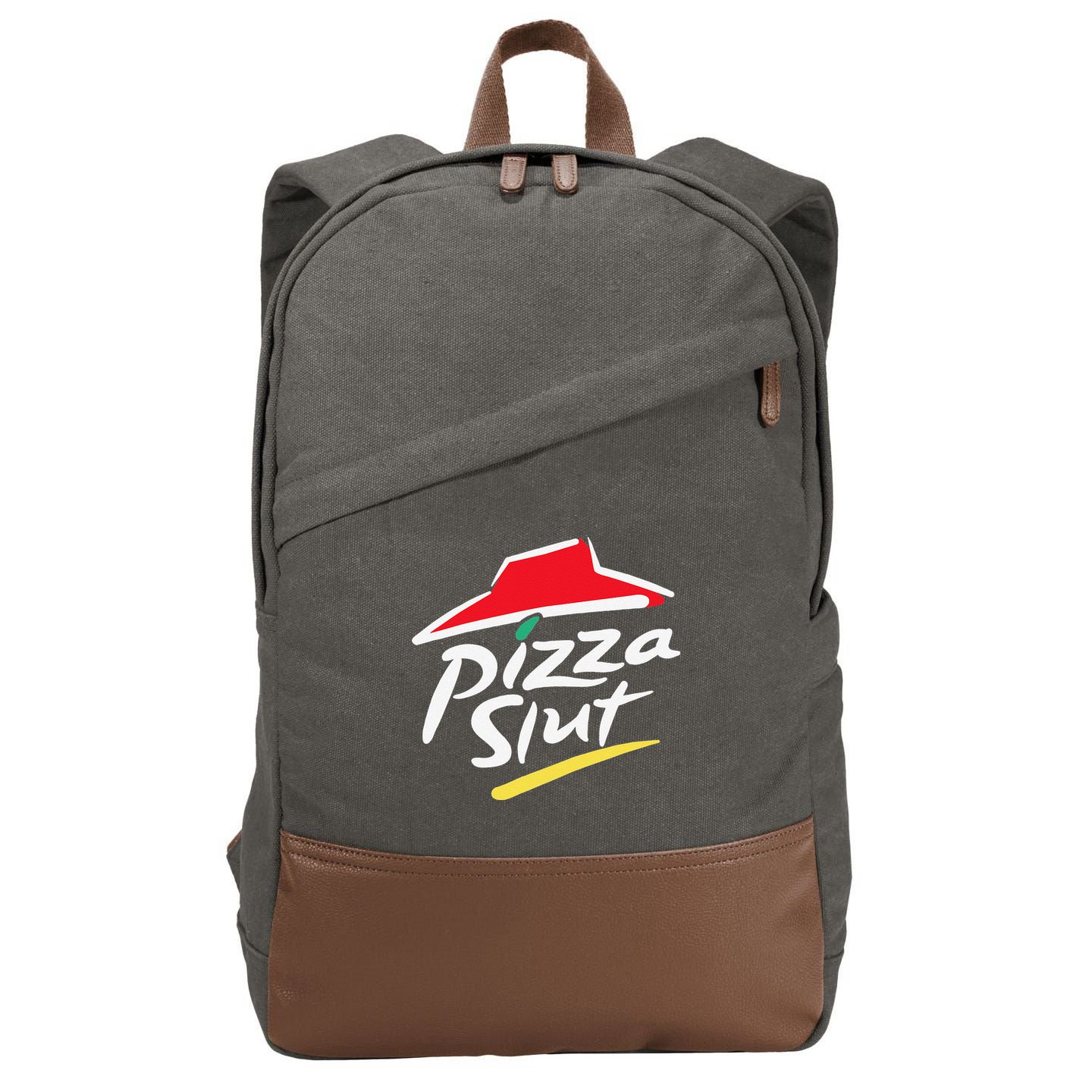 Pizza Slut Pepperoni Cheese Slice Cotton Canvas Backpack