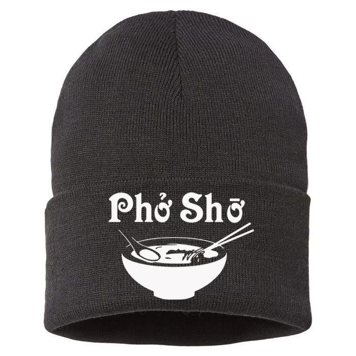 Pho Sho Present Foodie Soup Vietnamese Viet Asian Food Bow Sustainable Knit Beanie