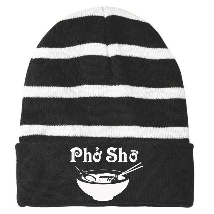 Pho Sho Present Foodie Soup Vietnamese Viet Asian Food Bow Striped Beanie with Solid Band