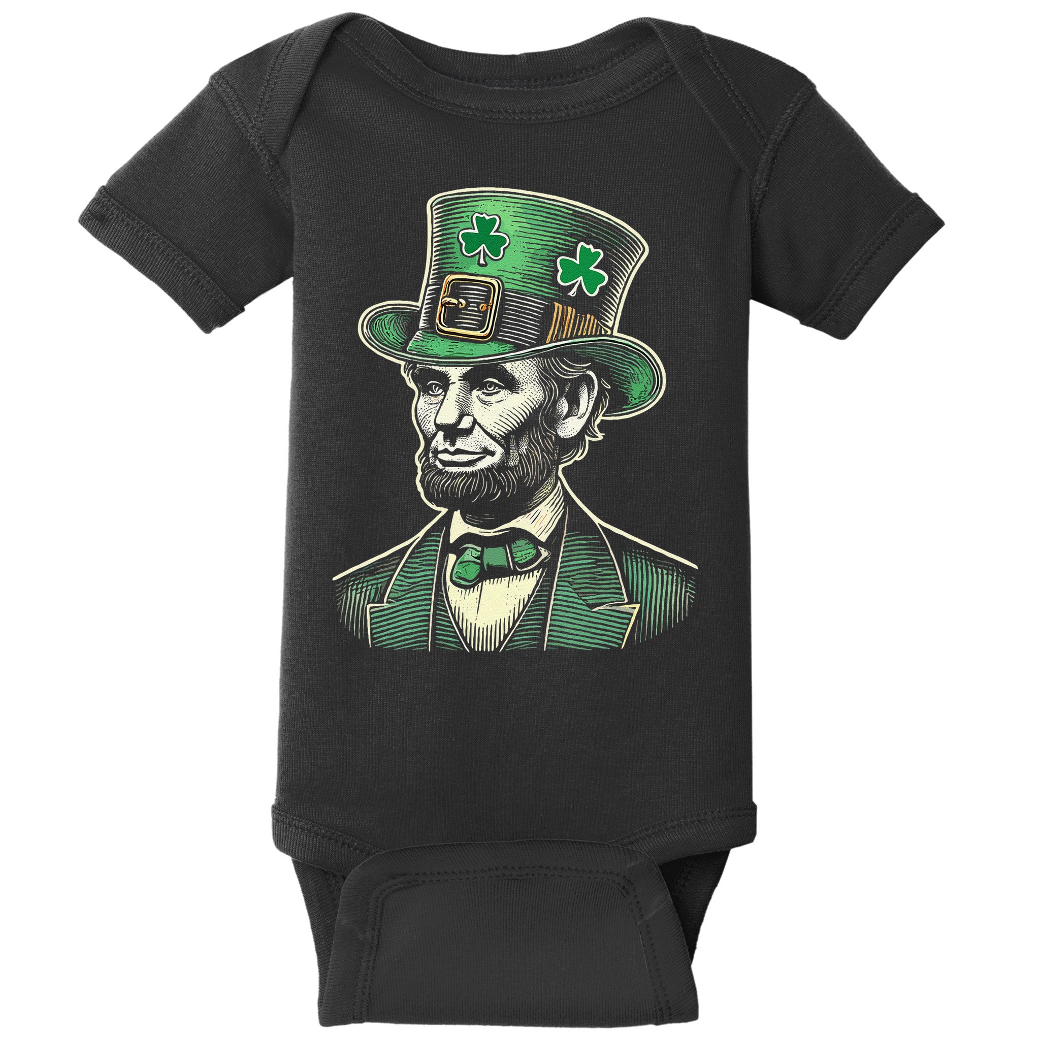 Patriotic St Patricks Day Irish Abraham Lincoln Funny Baby Bodysuit