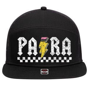 Para Squad Paraprofessional Para Teacher 7 Panel Mesh Trucker Snapback Hat