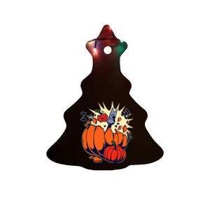 Pumpkin Smashing Ceramic Tree Ornament