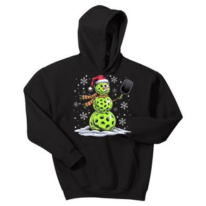 Pickleball Snowman Player Santa Hat Christmas Funny Kids Hoodie